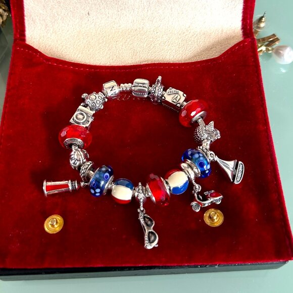 Authentic Pandora Charm Bracelet | Murano Glass & Sterling Charms - Picture 2 of 12